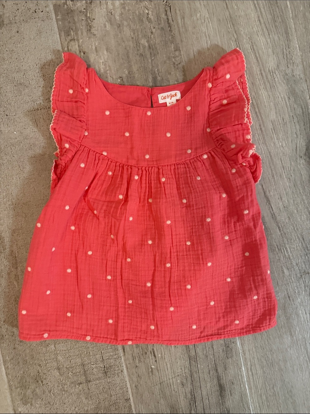 Cat & Jack Coral Pink Polka Dot Ruffle Tank Top